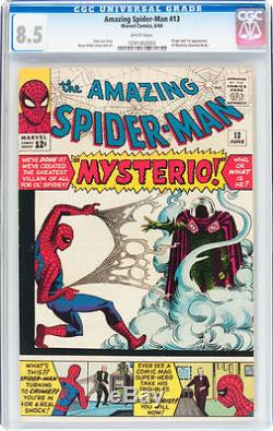 Amazing Spider-Man #13 CGC 8.5 1964 1st Mysterio! White Pages! E5 123 cm clean