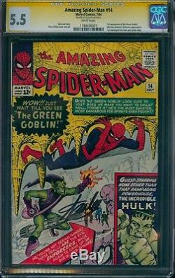 Amazing Spider-Man 14 CGC 5.5 WHITE 1st Green Goblin, Signature Series Stan Lee