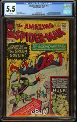 Amazing Spider-Man #14 CGC 5.5 White First appear Green Goblin HUGE SA KEY Hulk