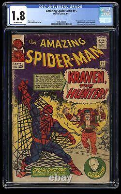 Amazing Spider-Man #15 CGC GD- 1.8 Off White 1st Kraven the Hunter! Marvel 1964