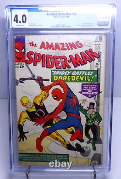 Amazing Spider-Man #16 CGC 4.0 1st Daredevil X-over 2nd Ringmaster Marvel 1964