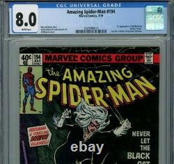 Amazing Spider-Man #194 1979 CGC 8.0 White pages 1st App of Black Cat Marvel Key