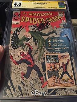 Amazing Spider-Man #2 4.0 SS CGC Stan Lee Signed! 1st Appearance of Vulture