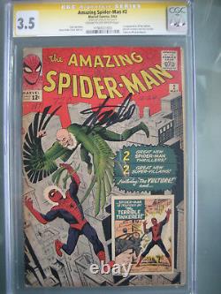 Amazing Spider-Man #2 CGC 3.5 SS Signed Stan Lee 1st Vulture (Adrian Toomes)