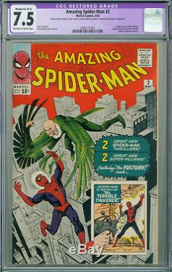 Amazing Spider-Man #2 CGC Restored Grade 7.5 (VF-) 1ST APPEARANCE VULTURE