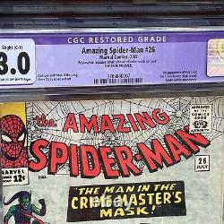 Amazing Spider-Man #26 CGC 3.0 Restored 1st App. Patch. & The Crime Mstr