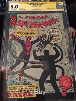 Amazing Spider-Man #3 5.0 SS CGC Stan Lee Signed! 1st App. Of Dr. Octopus