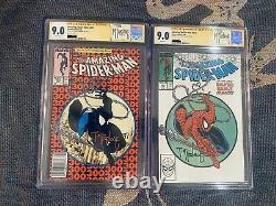 Amazing Spider-Man #300 & #301 9.0 CGC NEWSSTAND SIGNED TODD MCFARLANE W LABEL