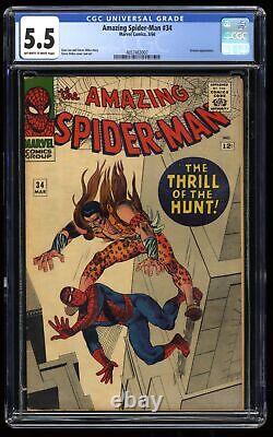 Amazing Spider-Man #34 CGC FN- 5.5 Kraven the Hunter Appearance! Marvel 1966