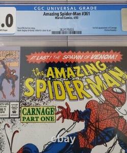 Amazing Spider-Man #361 CGC 8.0 Newsstand White Pages 1st full App Carnage