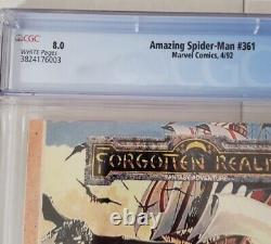 Amazing Spider-Man #361 CGC 8.0 Newsstand White Pages 1st full App Carnage