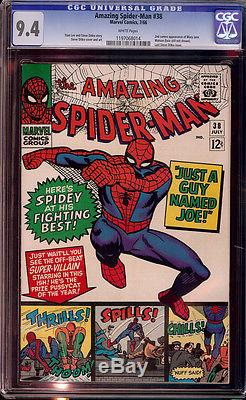 Amazing Spider-Man #38 CGC 9.4 White 7/66 2nd app. Mary Jane Watson