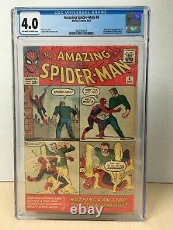 Amazing Spider-Man #4 (1963) CGC 4.0 1st Appearance Sandman OwithW Pages