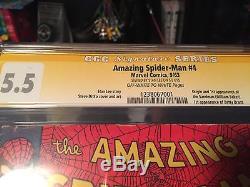 Amazing Spider-Man #4 5.5 SS CGC Stan Lee Signed! 1st App of the Sandman