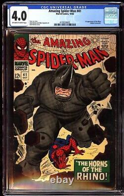 Amazing Spider-Man 41 CGC 4.0 OWW 1st Appearance of The Rhino 1966