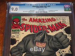 Amazing Spider-Man #41 CGC VF/NM 9.0 1st Appearance Rhino! White Pages! Not CBCS