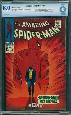 Amazing Spider-Man #50 CBCS 8.0 1967 1st Kingpin! WHITE pages! Like CGC! E12 cm