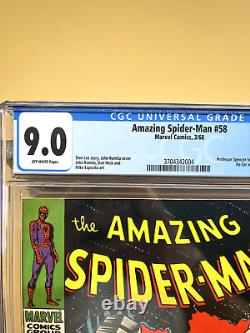 Amazing Spider-Man 58 CGC 9.0 Key Issue (1968 Marvel Comics) John Romita Art