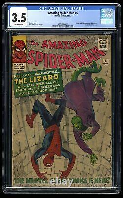 Amazing Spider-Man #6 CGC VG- 3.5 Off White 1st Appearance Lizard! Marvel 1963
