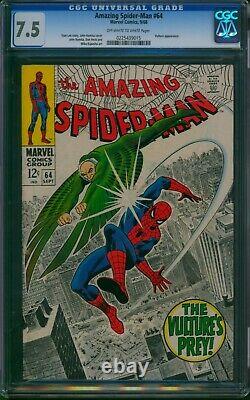 Amazing Spider-Man #64? CGC 7.5? Classic Vulture Cover! Marvel Comic 1968