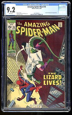Amazing Spider-Man #76 CGC NM- 9.2 White Pages Lizard Appearance! Marvel 1969