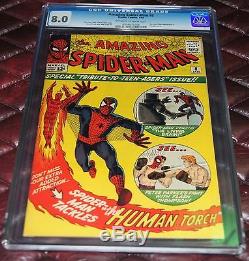 Amazing Spider-Man #8 CGC 8.5 VF OWithWHITE pages! Human Torch appearance. 5 days