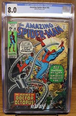 Amazing Spider-Man # 88 From 1970 CGC Graded 8.0 or Very Fine Plus Dr Octopus