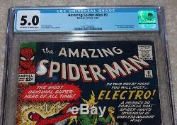 Amazing Spider-Man #9 CGC 5.0 OWithW 1964 Origin & 1st Electro Silver Age Key