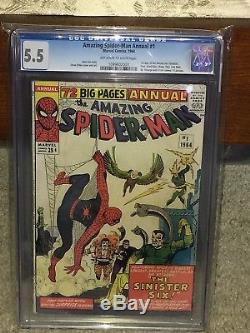 Amazing Spider-Man Annual #1 CGC 5.5 1964 1st Sinister Six! FF! X-Men! H2 103 cm