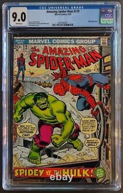 Amazing Spider-man #119 Cgc 9.0 Wp Marvel Comics April 1973 Hulk Appearance