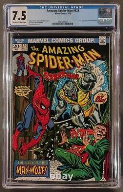 Amazing Spider-man #124 Cgc 7.5 Ow-w Marvel Comics September 1973 1st Man-wolf