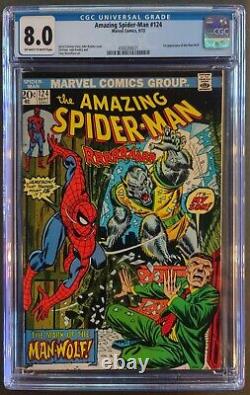 Amazing Spider-man #124 Cgc 8.0 Ow-w Marvel Comics September 1973 1st Man-wolf