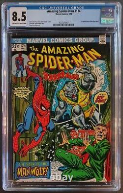 Amazing Spider-man #124 Cgc 8.5 Ow-w Marvel Comics September 1973 1st Man-wolf