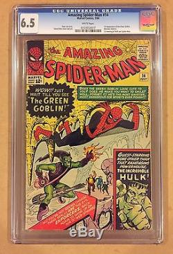 Amazing Spider-man # 14 1st Green Goblin Cgc 6.5 Fn+ White Pages
