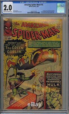 Amazing Spider-man 14 Cgc 2.0. 1st Green Goblin Cream To Off-white Pages