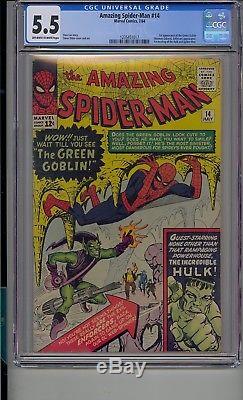 Amazing Spider-man #14 Cgc 5.5 1st App Green Goblin 1st Hulk Meets Spiderman