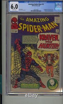 Amazing Spider-man #15 Cgc 6.0 1st Kraven The Hunter Silver Age Movie