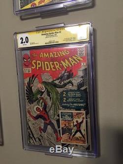 Amazing Spider-man #2 Cgc 2.0 1st Appearance Vulture White Pages Signed Stan Lee