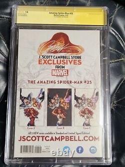 Amazing Spider-man #25 CGC 9.8 SS JSC J. Scott Campbell 1 Variant Cover A