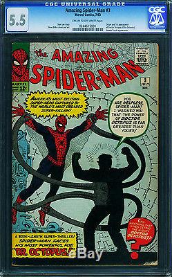 Amazing Spider-man #3 CGC 5.5-1963 1st Dr Octopus 0244615001