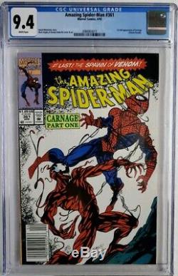 Amazing Spider-man #361 Cgc 9.4 1st App Carnage Venom Key Newsstand 1st Print