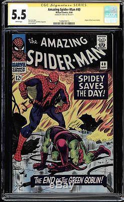 Amazing Spider-man #40 Cgc 5.5 White Ss Stan Lee Origin Green Goblin #1508459015