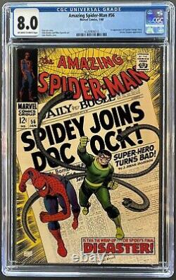 Amazing Spider-man #56 Cgc 8.0 Ow-w Marvel Comics 1968 Doc Ock 1st Captain Stacy