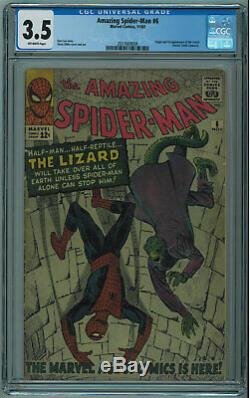 Amazing Spider-man #6 Cgc 3.5 1st Lizard Off-white Pgs 1963