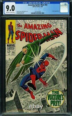 Amazing Spider-man #64 Cgc 9.0 Ow-w Marvel Comics Sept 1968 Vulture Appearance
