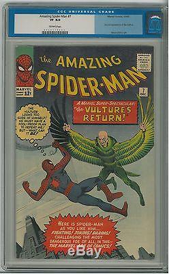 Amazing Spider-man 7, CGC 8.0, OW Pages, 2nd Vulture Homecoming, Dec. 1963, NR