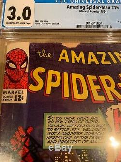 Amazing SpiderMan 15 CGC 3.0 1st Kraven Mary Jane Mention 2nd Chameleon Stan Lee