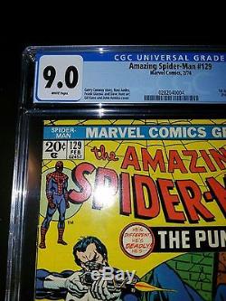 Amazing Spiderman 129 CGC 9.0 WHITE PAGES! 1st App Punisher Huge Key Issue