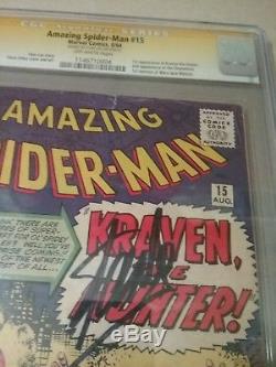 Amazing Spiderman #15 CGC 5.0 SS Signed STAN LEE 1st Kraven Appearance 1964