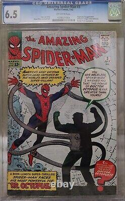 Amazing Spiderman #3 1963 CGC 6.5 First Dr. Octopus